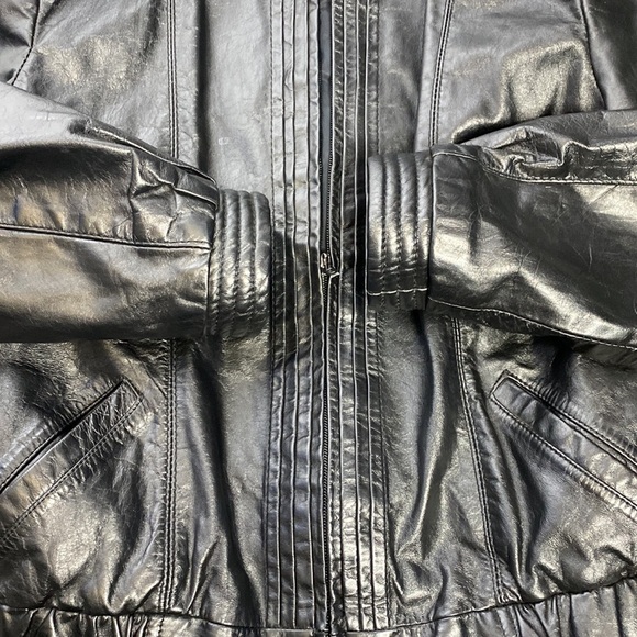 Vintage Winlit Black Leather Motorcycle Jacket Retro Size 9/10 80's - Picture 6 of 8
